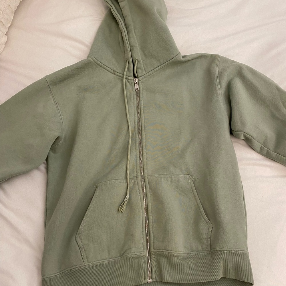 Brandy Melville hoodie zip up one size mint green very good condition